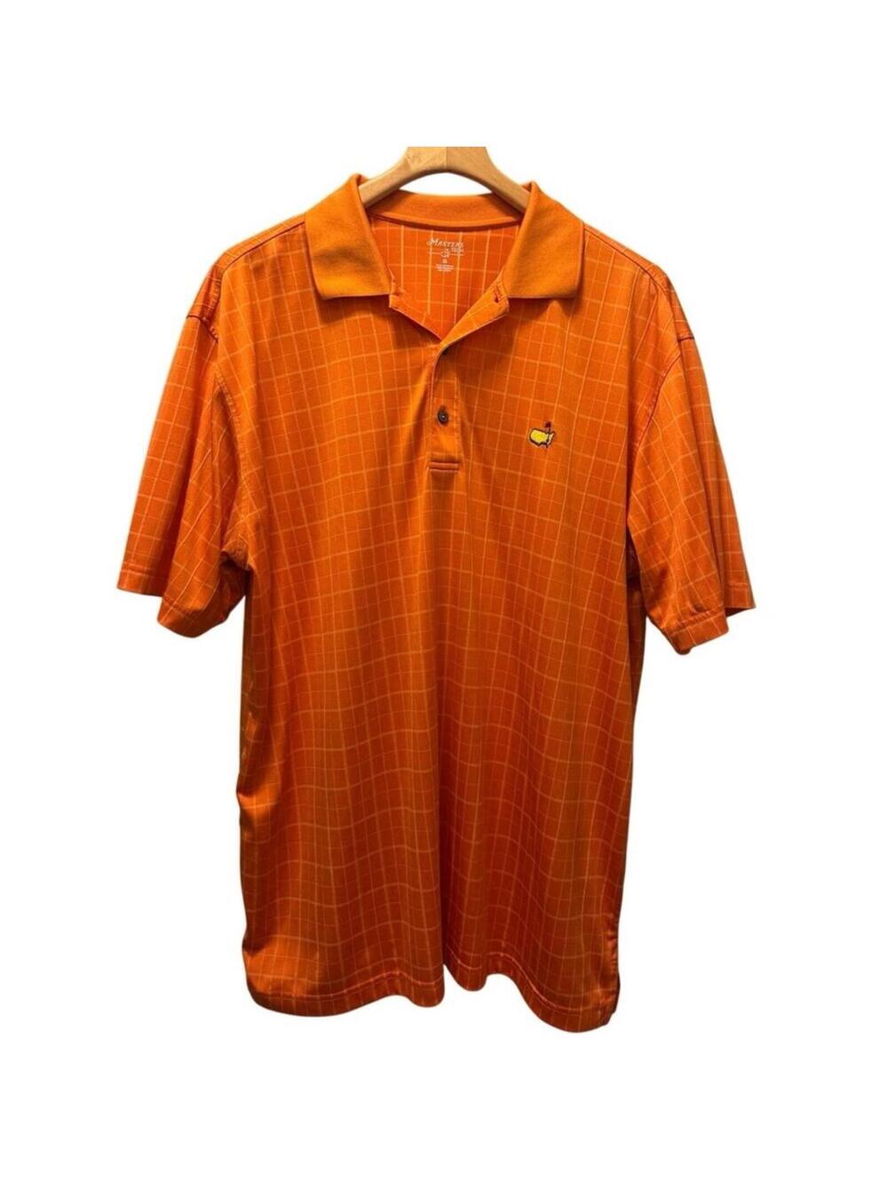 Vintage Masters Tech XL Augusta National Orange Check Golf Preppy Polo Shirt